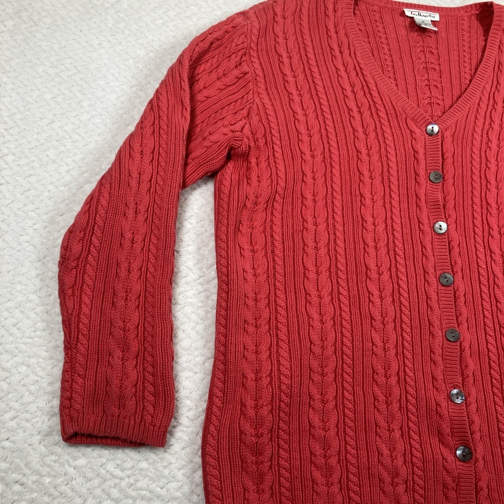 Vtg Talbots Pink Cable Knit Sweater Cardigan Button Up Women's Size M - Picture 7 of 13